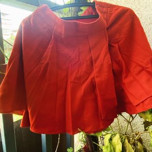 Korean Red Layered Mini Skirt