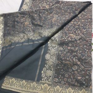 Semi Silk Saree In Grey Colour