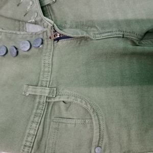 high Waist Green Jeans For Teenage Girls