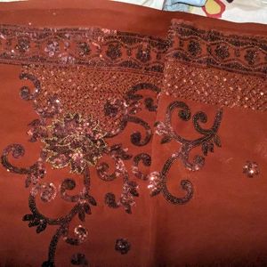 Fancy Maroon Saree With Readymade Blouse Piece