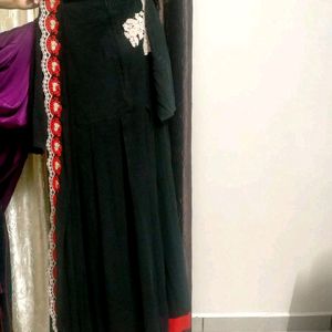 Black Long Gown With Attached Dupatta 🖤