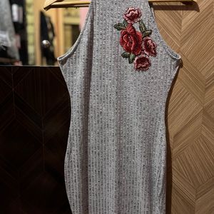 Grey Bodycon Halterneck Dress