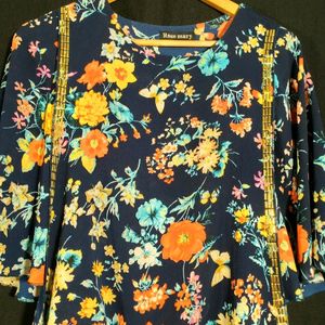 Navy Floral Printed Top (Women's)