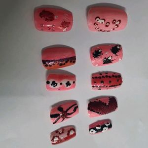 Pink Colour Artificial Nails Is Available.