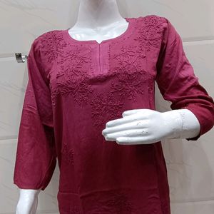 Lakhnavi Hand Embroidery Short Kurti