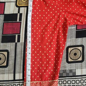 Missprint Red Hand Block Printed V-Necked Kurta