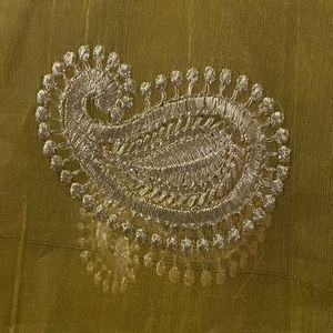 Vibrant Yellow Dupatta With Golden Embroidery