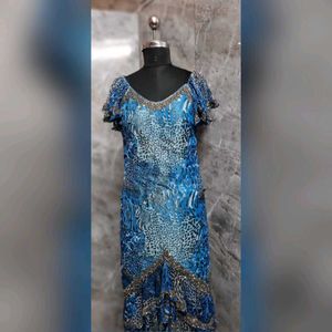 Turquoise Glass Beaded Dress