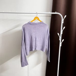 Lavender Oversized Crop Cardigan