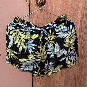 Tropical Black Shorts For Women