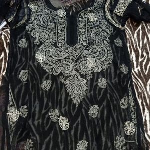 Black Georgette Chikankari Kurti❤️