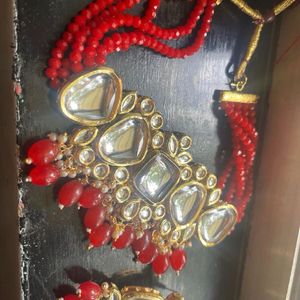 Red Choker Necklace Set