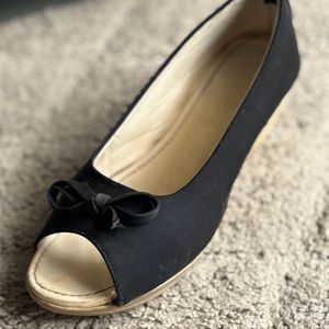 Black Peep Toe Wedges