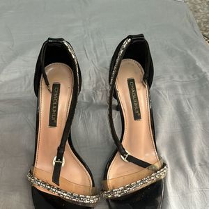 Black heel With Silver Studs Strap