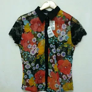 Trendy New Black Floral Print Top For Women