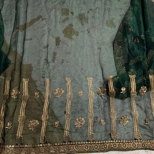 Dark Green Sare Length-38 And Meter -5 With Blouse