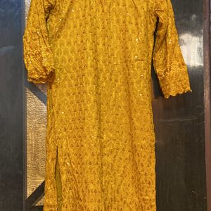 Mustard Color Party Wear Kurta With Pocket Pant