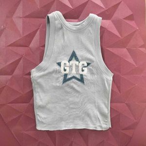 Y2K Tank Top GTG by Zudio in Baby Blue