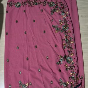 Light Pink Grand Embroidery Saree