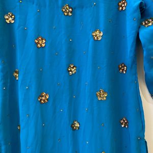 Heavy Sequence Work Kurta Set With Goldwork