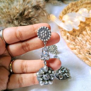 Silver Replica Stone Earrings