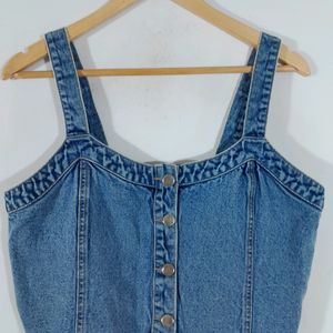 Mid Blue Denim Crop Top (Women's)