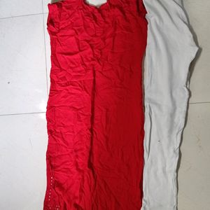 Red Kurti And White jegging