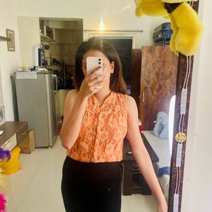 Cute Orange Net Top