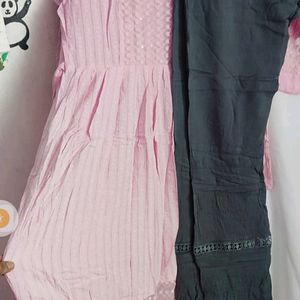 Pure Cotton Pink Kurta Set