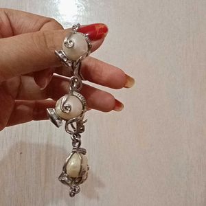 Rhodium Plated Silver Pearl Bracelet