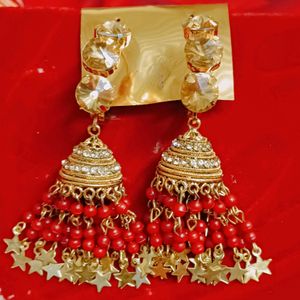 Jhumka  Earrings With Golden Stones and Stars⭐