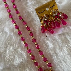 Pink Set With Earrings