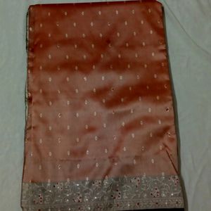 Peach&Grey Silk Saree(W/O Blouse)