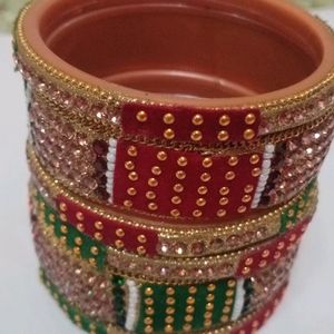 Velvet Beautiful Bangles...Green And Maroon...