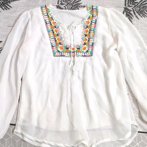 Trendy Y2k White Fancy Top