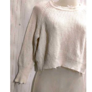 White Crop Sweater for Women's