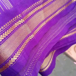 Lavender With Violet Silk Saree