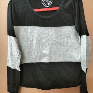 Long Sleeves T-shirt In Black And Grey