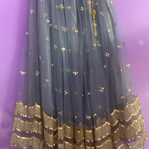 Self Stiched Grey Party Lehnga Choli With Dupatta