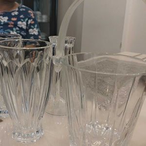 Set Of 3 Beautiful Glasses With Ice Bucket