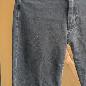 High Waist Wide Leg Branded Jeans Charcoal Color