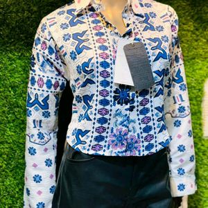 Flower Print Stylish Tops M Size For Women