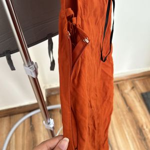 Burnt Orange Adjustable Strap Maxi Dress With Slit