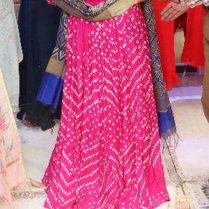 Bandhani Anarkali With Contrast Dupatta