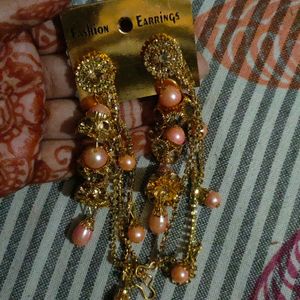 Peach Pearl Latkan Earrings