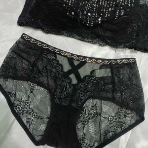 Imported Designer Bra Penty Set With Diamonds