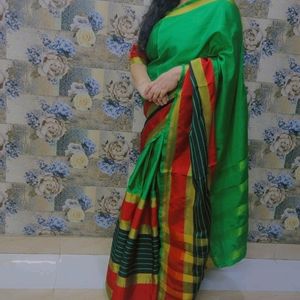 Green Cotton Silk Saree