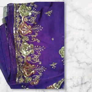 Georgette Hand Work Drape Saree ,