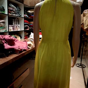 Neon Yellow Long Slit Dress