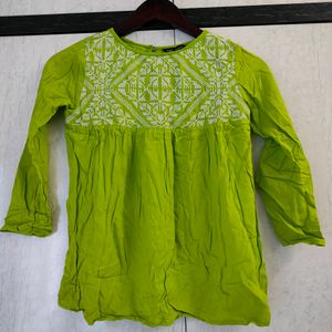 Green Embroidered Top